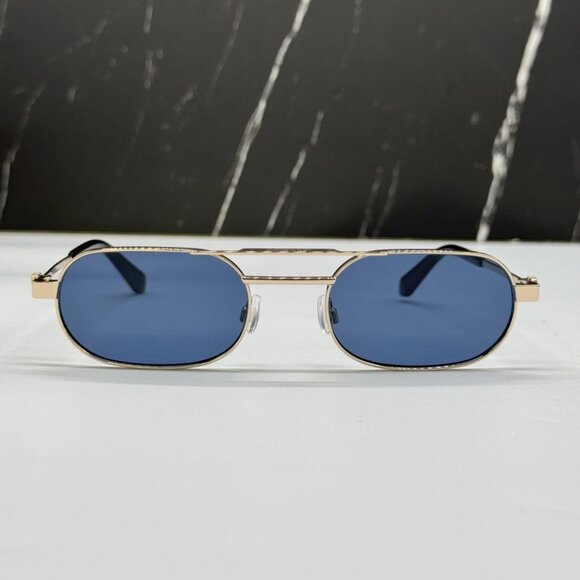 NEW OFF-WHITE OERI123 VAIDEN 7645 SUNGLASSES OVAL GOLD BLUE WOMEN EYEWEAR main image 11